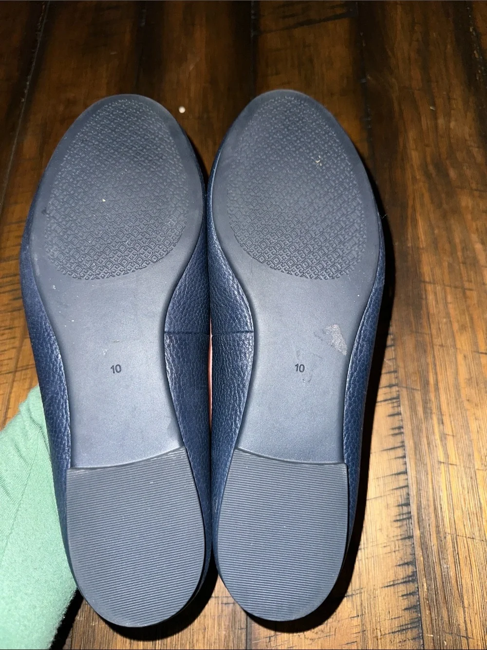 Tory Burch Navy Leather Ballet Flats with Gold Logo